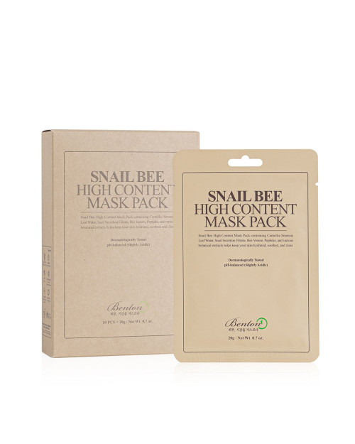 Маска з високим вмістом муцину равлика та бджолиного яду Benton Snail Bee High Content Mask Pack 20 мл