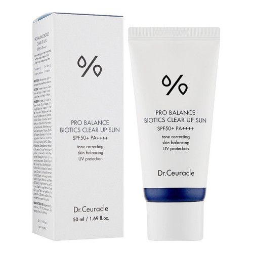Сонцезахисний освітлюючий крем з пробіотиками SPF50+/PA++++ Dr.Ceuracle Pro Balance Biotics Clear Up Sun SPF 50+ PA++++ 50 мл