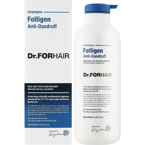 Шампунь від лупи для ослабленого волосся Dr.FORHAIR Folligen Anti-Dandruff Shampoo 500 мл