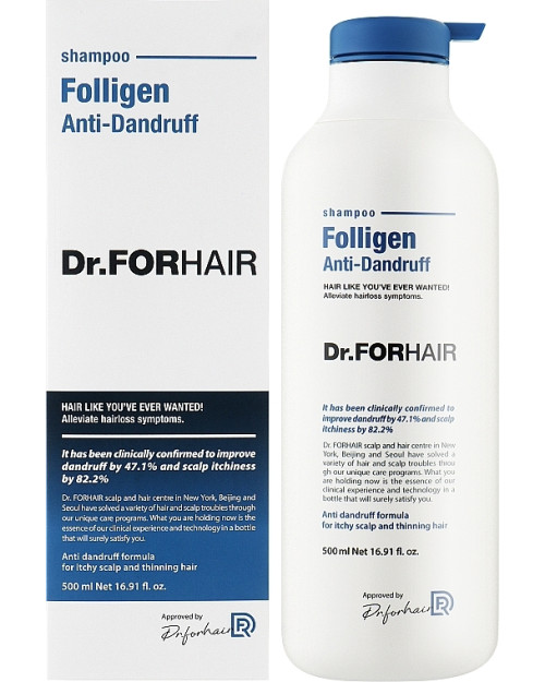 Шампунь від лупи для ослабленого волосся Dr.FORHAIR Folligen Anti-Dandruff Shampoo 500 мл