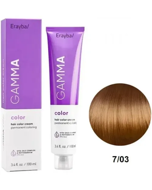 СТІЙКА КРЕМ -ФАРБА ДЛЯ ВОЛОССЯ ERAYBA GAMMA COLOR CREAM 7/03