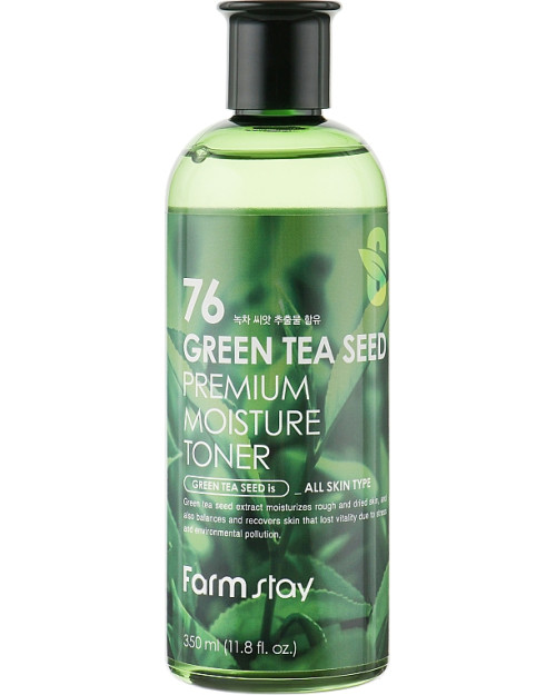 Зволожувальний тонер для обличчя FarmStay 76 Green Tea Seed Premium Moisture Toner 350 мл.
