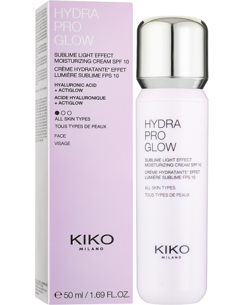 Зволожувальний флюїд для обличчя, що додає сяйво Kiko Milano Hydra Pro Glow SPF 10 50 мл