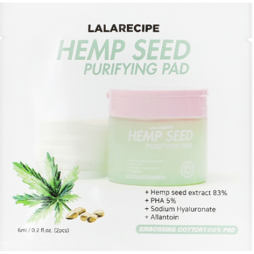 Очищуючі тонер-пади з коноплею для чутливої і проблемної шкіри LaLa Recipe Hempseed Purifying Pad 1 шт.