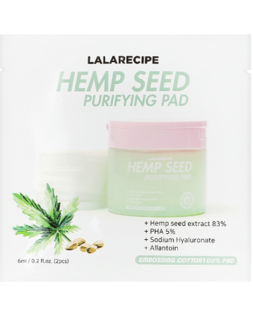 Очищуючі тонер-пади з коноплею для чутливої і проблемної шкіри LaLa Recipe Hempseed Purifying Pad 1 шт.