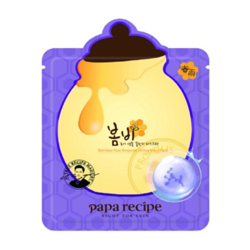 Тканинна маска для зменшення пор з екстрактом меду Papa Recipe Bombee Pore Ampoule Honey Mask Pack 25g