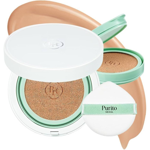 BB-кушон з центеллою з запасним блоком Purito Seoul Wonder Releaf Centella BB Cushion #21 Laght Beige