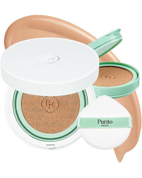 BB-кушон з центеллою з запасним блоком Purito Seoul Wonder Releaf Centella BB Cushion #21 Laght Beige