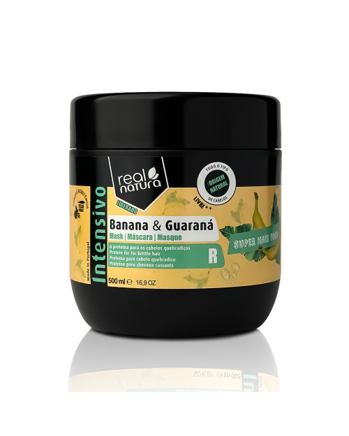 Маска для ламкого та слабкого волосся Real Natura SUPER HAIR FOOD BANANA E GUARANÁ 500 мл