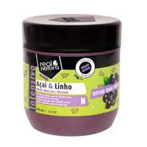Маска для сухого та кучерявого волосся Real Natura SUPER HAIR FOOD AÇAÍ E LINHO 500 мл