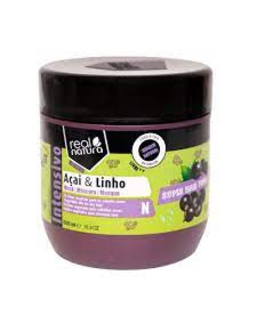 Маска для сухого та кучерявого волосся Real Natura SUPER HAIR FOOD AÇAÍ E LINHO 500 мл