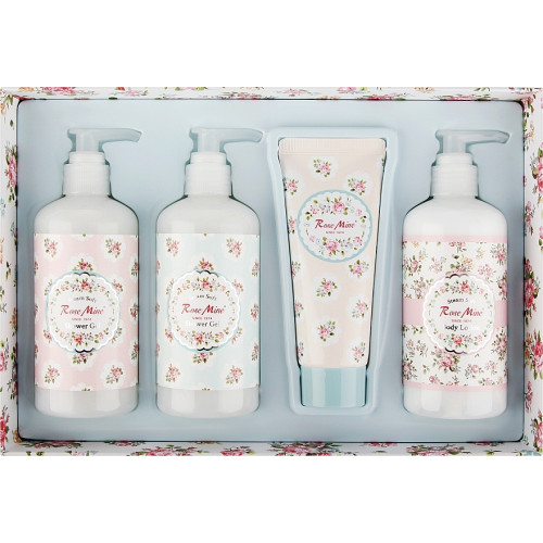 Набір для догляду за тілом з ароматом квітучої троянди Kiss By Rosemine Steam Soft Body Gift Set (sh/gel/2x300ml + b/lot/300ml + h/cr/100ml)