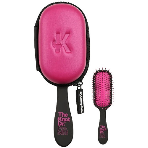 Маленька масажна щітка для волосся з чохлом, рожева The Knot Dr. The Pro Mini Fuchsia With Headcase
