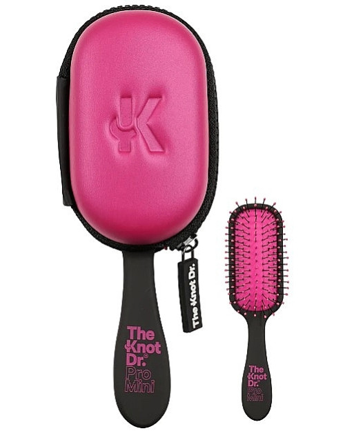 Маленька масажна щітка для волосся з чохлом, рожева The Knot Dr. The Pro Mini Fuchsia With Headcase