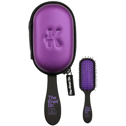 Маленька масажна щітка для волосся з чохлом, фіолетова The Knot Dr. The Pro Mini Periwinkle With Headcase