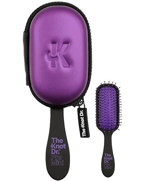 Маленька масажна щітка для волосся з чохлом, фіолетова The Knot Dr. The Pro Mini Periwinkle With Headcase