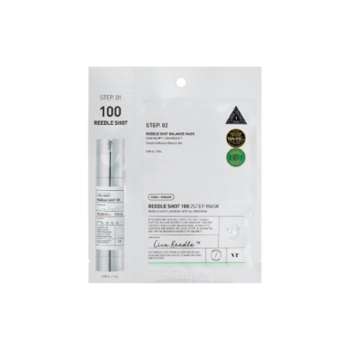 Зміцнювальна тканинна маска для обличчя, VT COSMETICS MILD REEDLE SHOT 100 2-STEP MASK (1EA) 1,5g+25g