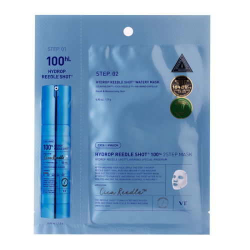 Зволожувальна маска для обличчя - 1шт./ VT COSMETICS HYDROP REEDLE SHOT 100hL 2-STEP MASK (1EA) 38g