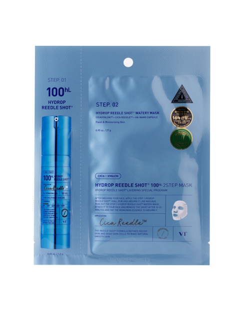 Зволожувальна маска для обличчя - 1шт./ VT COSMETICS HYDROP REEDLE SHOT 100hL 2-STEP MASK (1EA) 38g