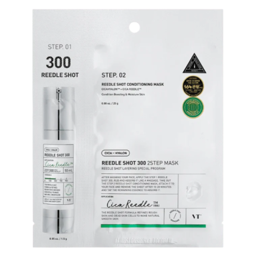 Зміцнювальна тканинна маска для обличчя VT COSMETICS MILD REEDLE SHOT 300 2-STEP MASK(1EA) 1,5g+25g