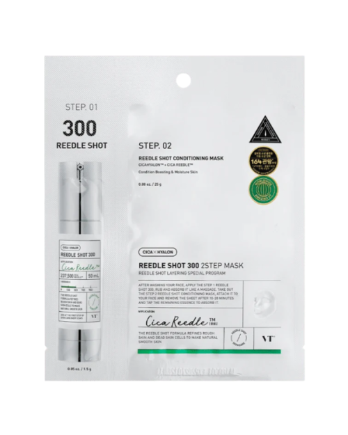 Зміцнювальна тканинна маска для обличчя VT COSMETICS MILD REEDLE SHOT 300 2-STEP MASK(1EA) 1,5g+25g