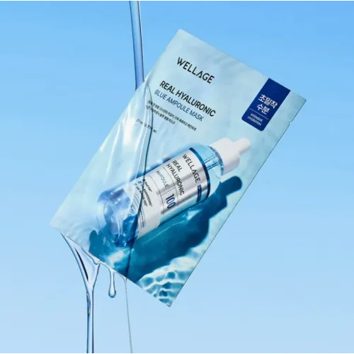Зволожувальна тканинна маска з гіалуроновою кислотою Wellage Real Hyaluronic Blue Ampoule Mask Sheet