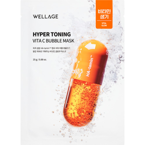 Освітлювальна bubble-маска з вітаміном С, 25 мл – Wellage Hyper Toning Vita C Bubble Mask