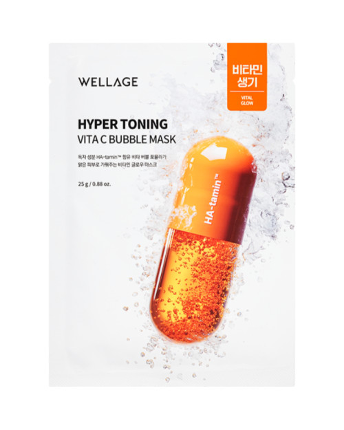 Освітлювальна bubble-маска з вітаміном С, 25 мл – Wellage Hyper Toning Vita C Bubble Mask