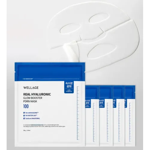 Зволожувальна та відновлювальна гідрогелева маска з PDRN Wellage Real Hyaluronic Glow Booster PDRN Mask