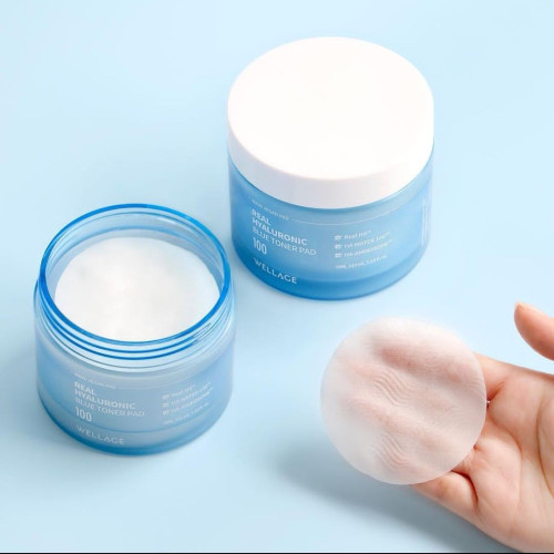 Тонер-педи з гіалуроновою кислотою, 70 шт./210 мл – Wellage Real Hyaluronic Blue Toner Pad