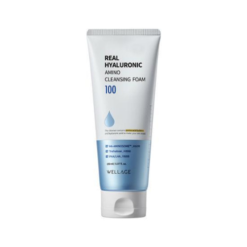 Пінка для вмивання з гіалуроновою кислотою, 150 мл – Wellage Real Hyaluronic Amino Cleansing Foam