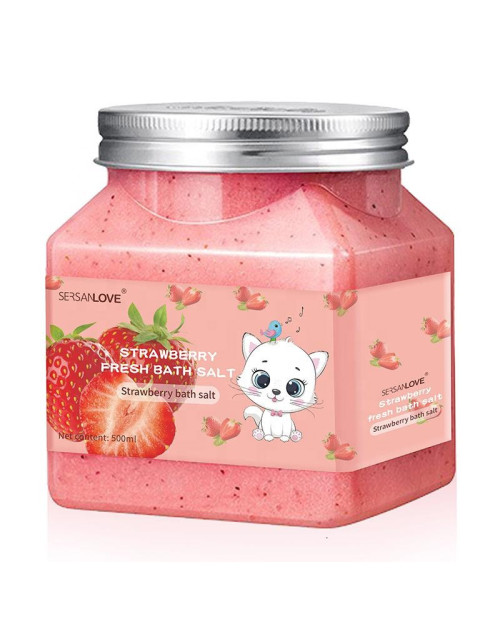 Натуральний скраб для тіла з сіллю і екстрактом полуниці Sersanlove Fresh Strawberry Bath Salt, 500г