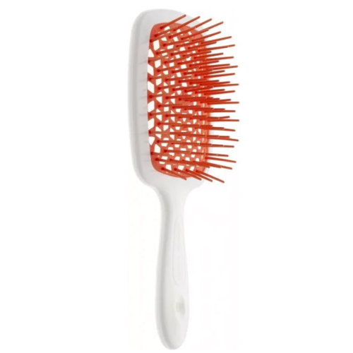 Щітка для волосся JANEKE SUPERBRUSH WITH SOFT MOULDED TIPS Біла з оранжевим