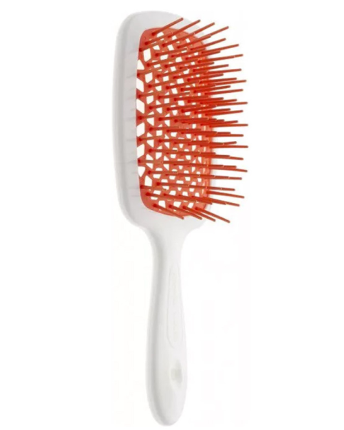 Щітка для волосся JANEKE SUPERBRUSH WITH SOFT MOULDED TIPS Біла з оранжевим