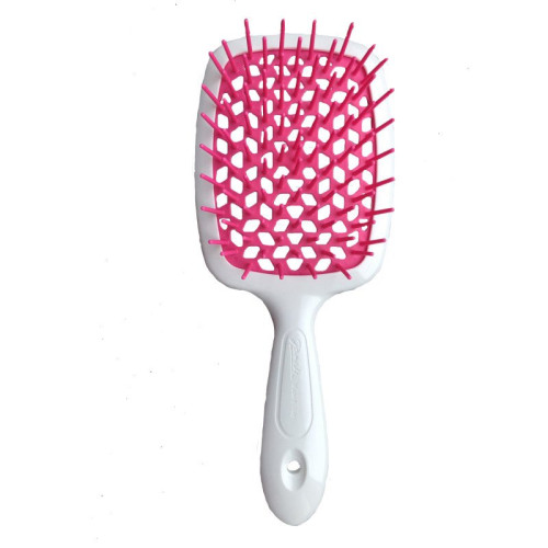 Щітка для волосся JANEKE SUPERBRUSH WITH SOFT MOULDED TIPS Біла з малиновим