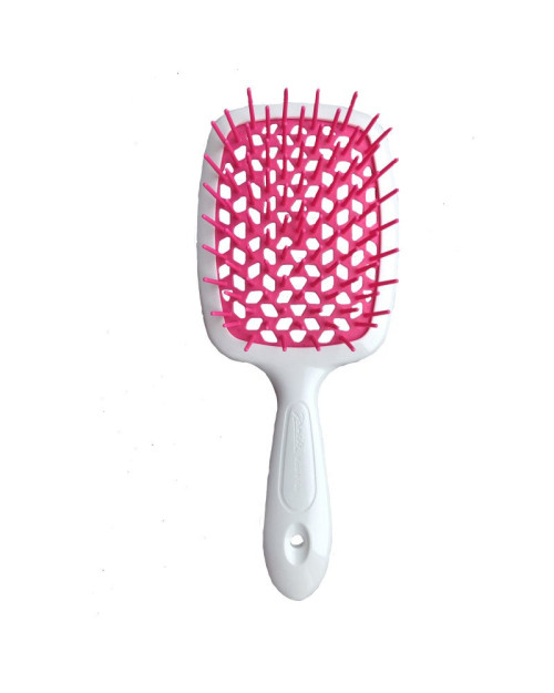 Щітка для волосся JANEKE SUPERBRUSH WITH SOFT MOULDED TIPS Біла з малиновим