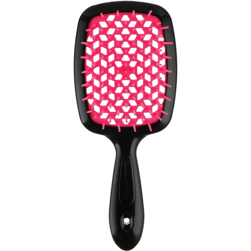 Щітка для волосся JANEKE SUPERBRUSH WITH SOFT MOULDED TIPS Чорна з розовим