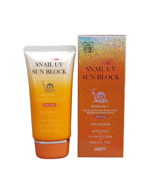 Крем сонцезахисний з муцином равлика 50/PA Jigott Snail UV Sun Block SPF 50+/PA+++ 50 мл.