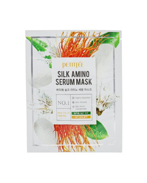 Тканинна маска для обличчя Petitfee & Koelf Silk Amino Serum Mask з протеїнами шовку, 25 г