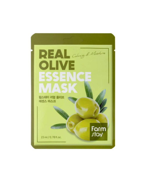 Зволожувальна тканинна маска для обличчя з екстрактом оливи FarmStay Real Olive Essence Mask 23г.