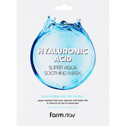 Тканинна маска для обличчя з гіалуроновою кислотою FarmStay Hyaluronic Acid Super Aqua Soothing Mask 25 грам