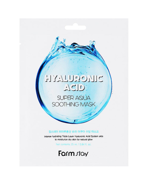 Тканинна маска для обличчя з гіалуроновою кислотою FarmStay Hyaluronic Acid Super Aqua Soothing Mask 25 грам