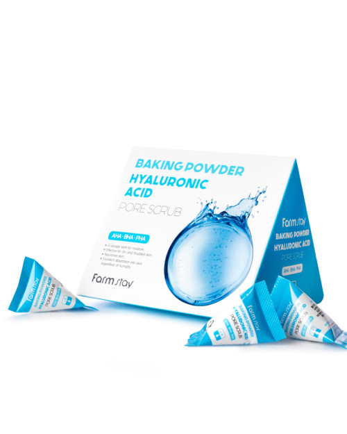 Скраб для обличчя у пірамідках з гіалуроновою кислотою FarmStay Baking Powder Hyaluronic Acid Pore Scrub 7 г.