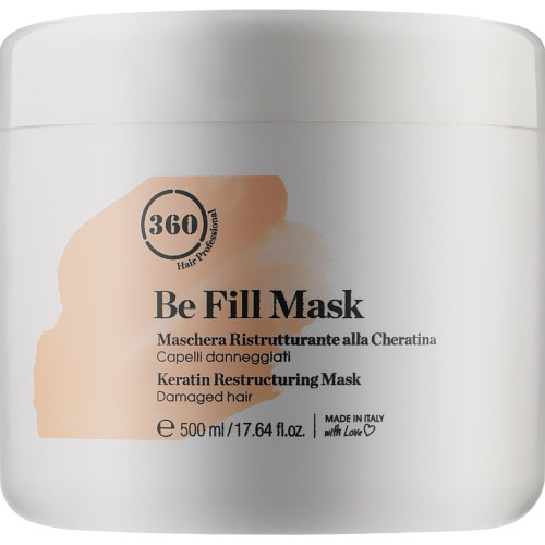 Живильна маска для сухого і пошкодженого волосся з кератином Kaaral 360 Be Fill Damaged Hair Restructuring Mask 500мл.
