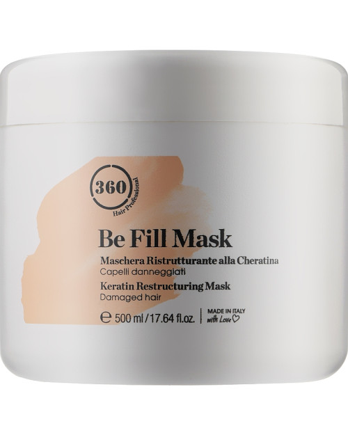Живильна маска для сухого і пошкодженого волосся з кератином Kaaral 360 Be Fill Damaged Hair Restructuring Mask 500мл.