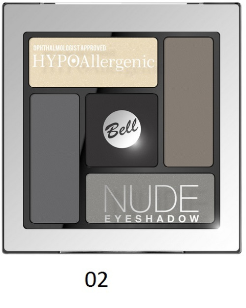 ТІНІ ДЛЯ ПОВІК АТЛАСНОЮ-КРЕМОВІ BELL COSMETICS HYPOALLERGENIC NUDE EYESHADOW №:02