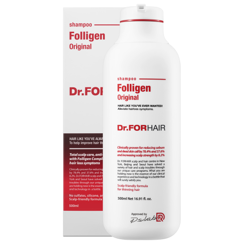 Зміцнюючий шампунь проти випадіння волосся Dr.FORHAIR Folligen Shampoo 500мл.